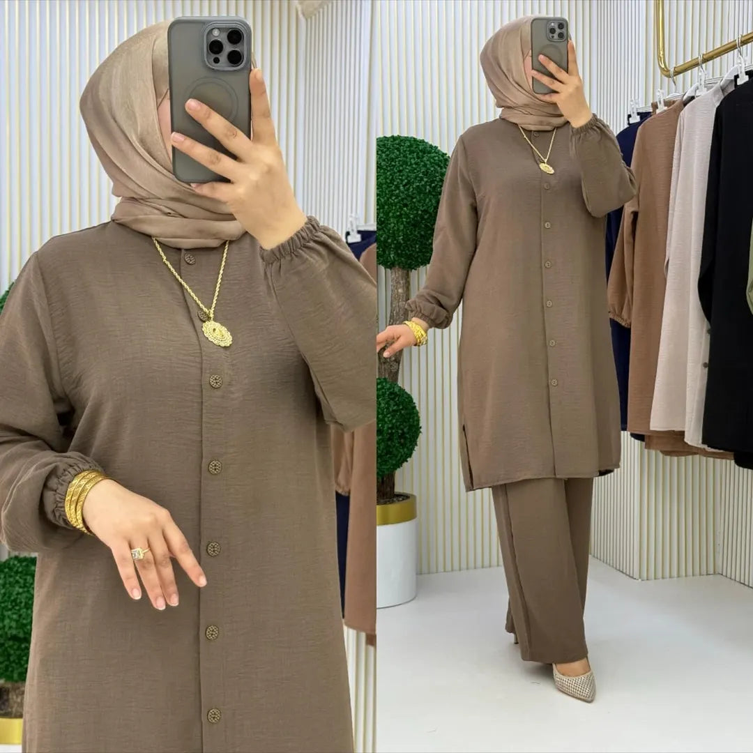 طقم ستايلرز بتصميم أنيق من قطعتين بثوب تركي عالي الجودة